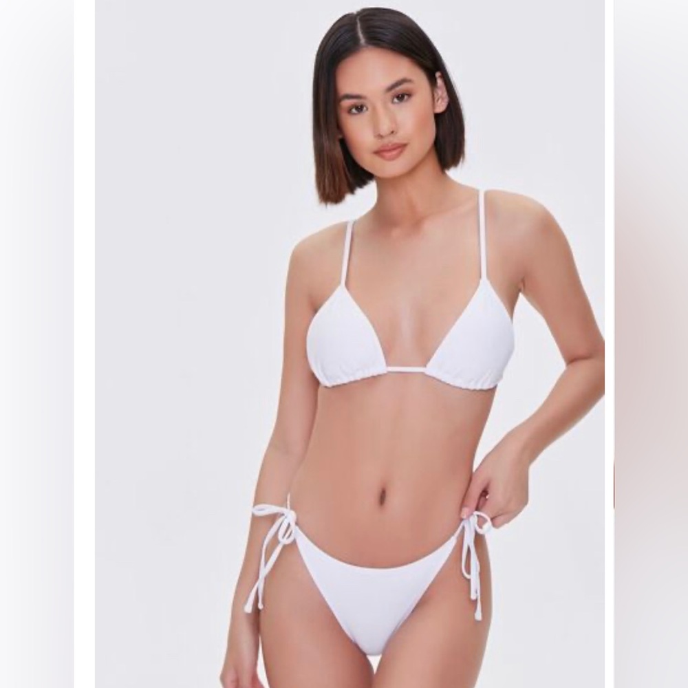 Forever 21 white bikini s bottom L top gently worn